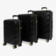 Moonlight Black Sahara suitcase set: cabin, medium and large cases standing together