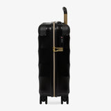 Moonlight Black Sahara cabin suitcase, side view showing the side handle and reinforced corners