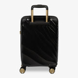 Moonlight Black Sahara cabin suitcase from the back, showing the trolley handle and back panel