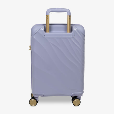 Lilac Sunrise Sahara cabin suitcase from the back, showing the trolley handle and back panel