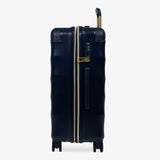 Midnight Navy Sahara medium suitcase, side view showing the side handle and reinforced corners