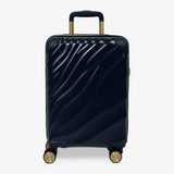 Midnight Navy Sahara cabin suitcase with a wave-design hard shell and 8 double spinner wheels
