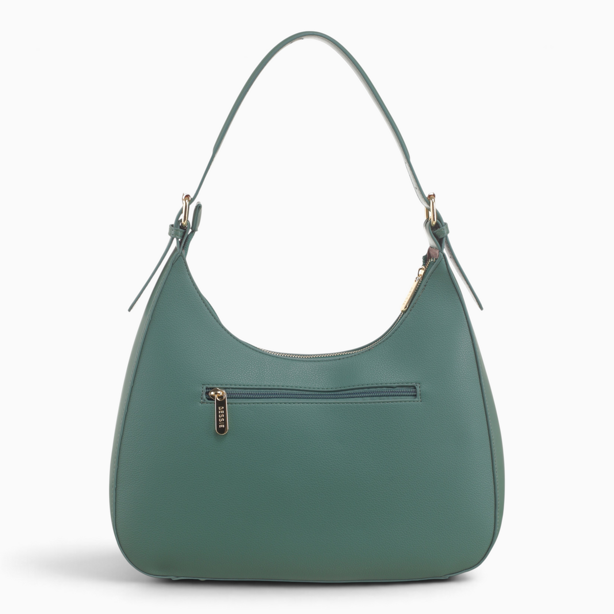 Bag Shack BESSIE green faux leather hobo bag with gold-tone zipper and shoulder strap