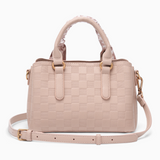 Bag Shack | Luggage, Bags, Handbags & Travel Accessories Bessie London structured handbag in beige with checkered texture and silk scarf handle detail.