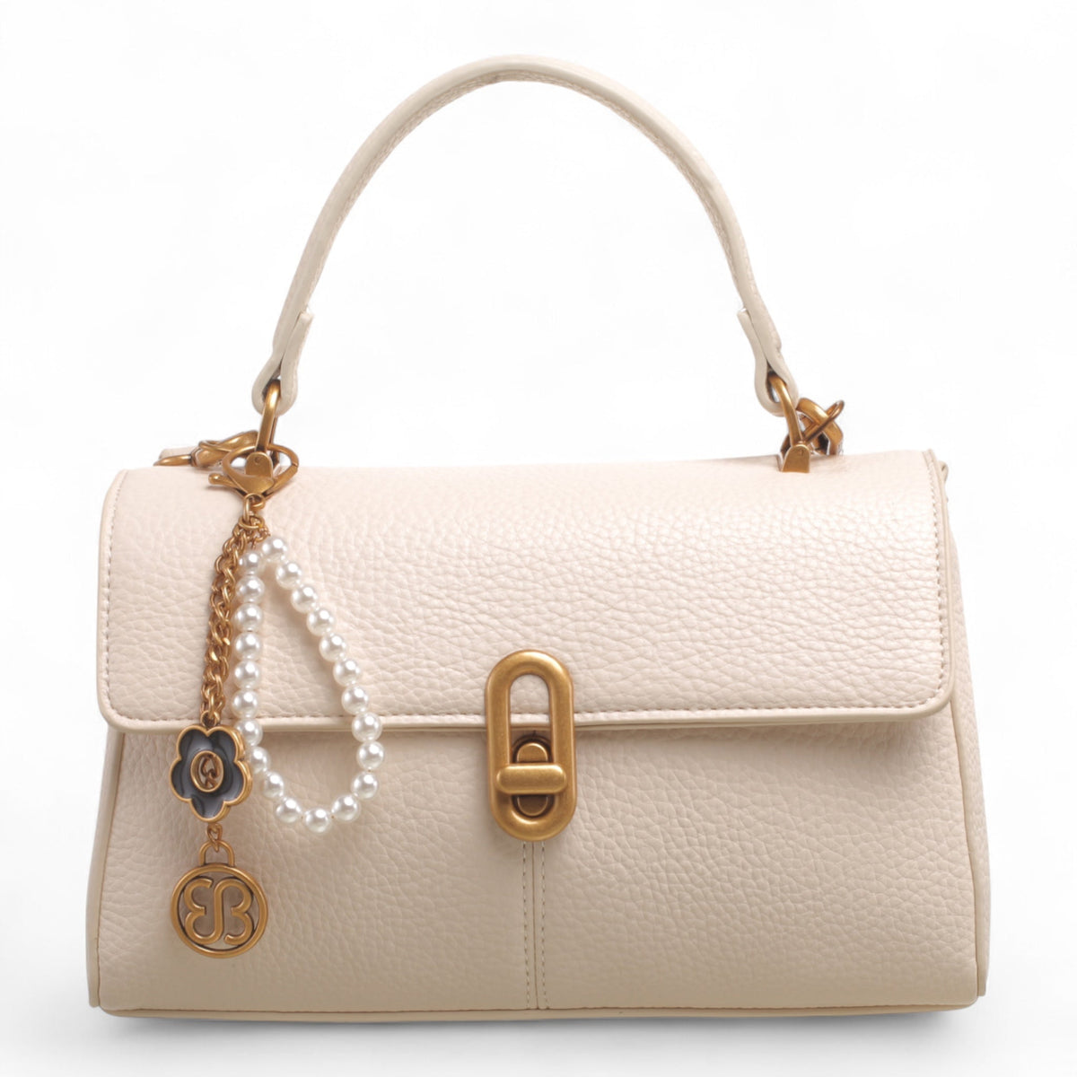 Bag Shack | Luggage, Bags, Handbags & Travel Accessories beige faux leather handbag with gold lock and pearl charm