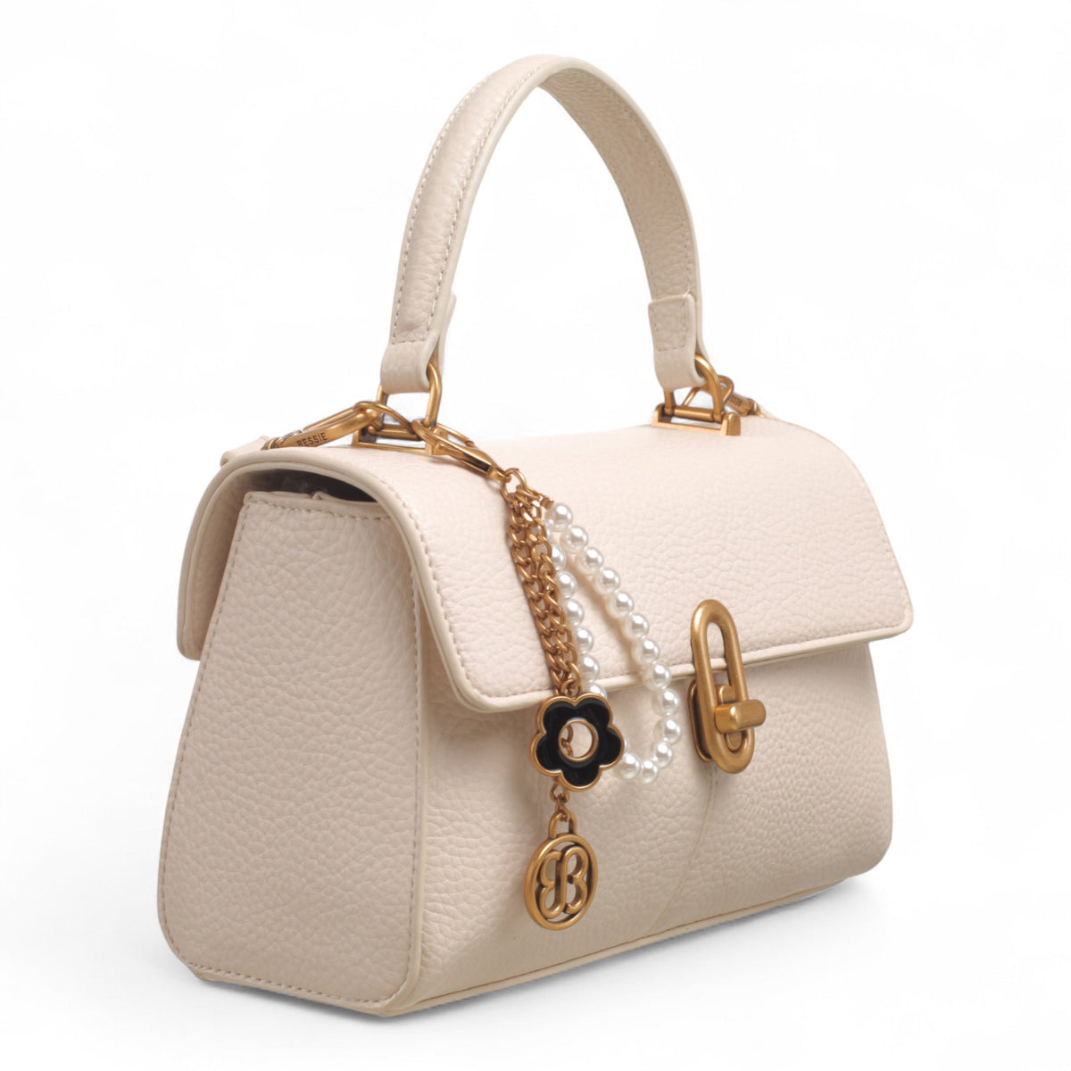 Bag Shack | Luggage, Bags, Handbags & Travel Accessories beige faux leather handbag with gold lock and pearl charm