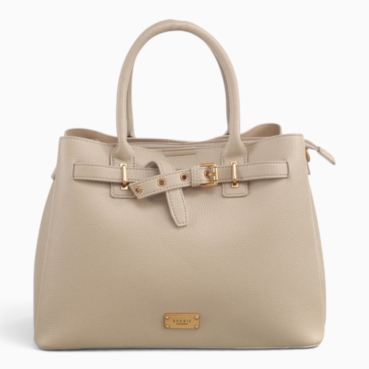 Bag Shack | Luggage, Bags, Handbags & Travel Accessories beige pebbled faux leather tote with gold-tone belt detail