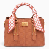 Bag Shack | Luggage, Bags, Handbags & Travel Accessories Bessie London structured tan handbag with a patterned scarf
