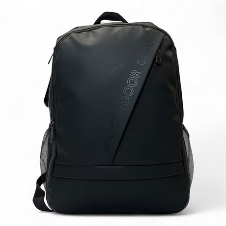 Bag Shack | Luggage, Bags, Handbags & Travel Accessories black rubber-coated 27L laptop backpack with diagonal zip.