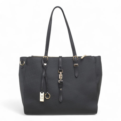 Bag Shack | Luggage, Bags, Handbags & Travel Accessories Bessie black faux leather tote with gold hardware and strap