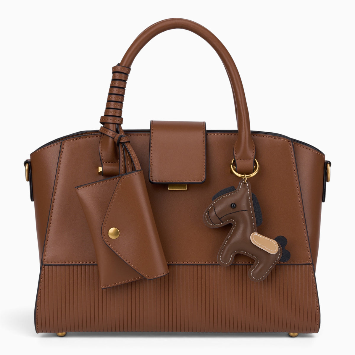 Bag Shack | Luggage, Bags, Handbags & Travel Accessories brown structured tote with horse charm and mini pouch