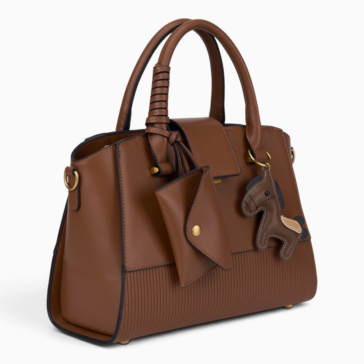 Bag Shack | Luggage, Bags, Handbags & Travel Accessories brown structured tote with horse charm and mini pouch