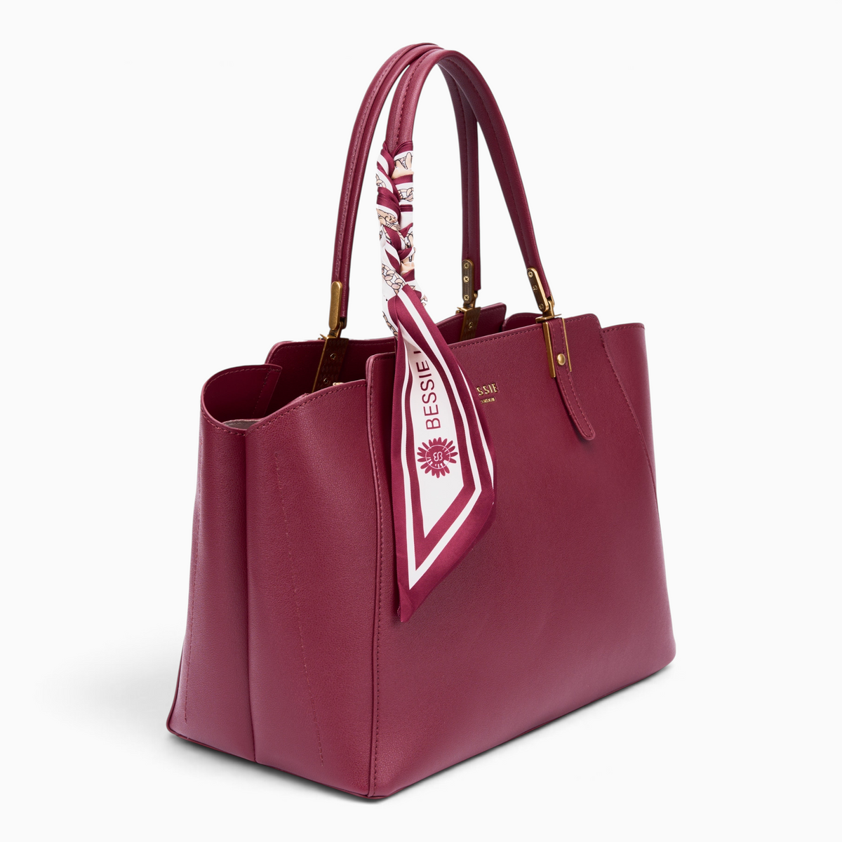 Bag Shack | Luggage, Bags, Handbags & Travel Accessories burgundy faux leather tote with a decorative silk scarf