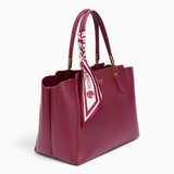 Bag Shack | Luggage, Bags, Handbags & Travel Accessories burgundy faux leather tote with a decorative silk scarf