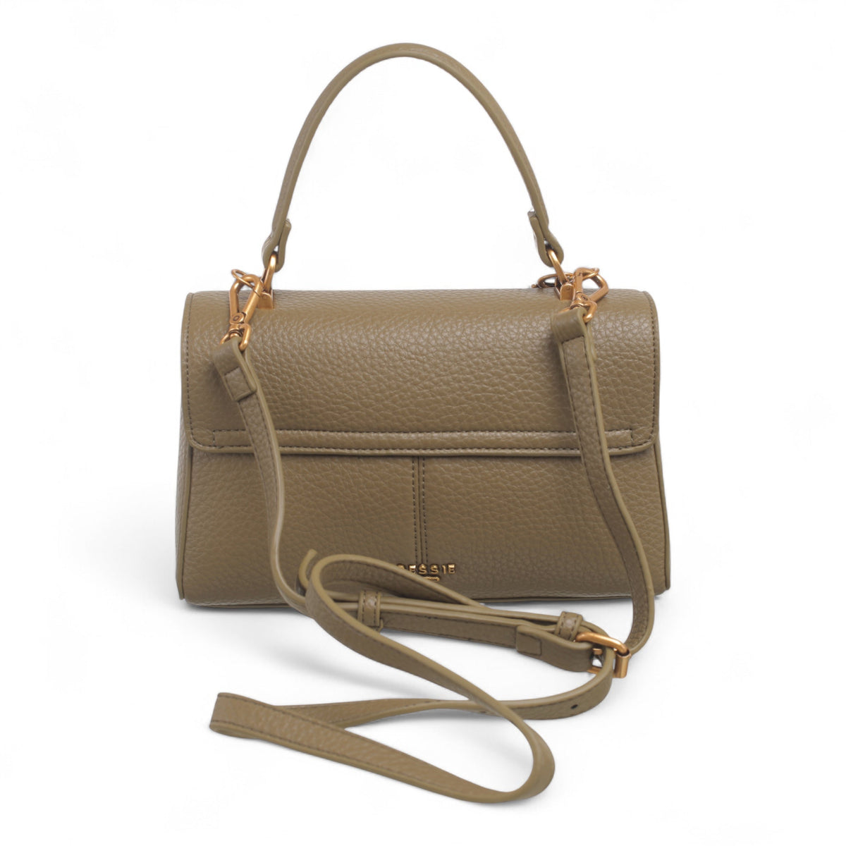 Bag Shack | Luggage, Bags, Handbags & Travel Accessories Bessie dark khaki faux leather handbag with shoulder strap