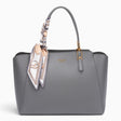 Bag Shack | Luggage, Bags, Handbags & Travel Accessories grey faux leather tote with a patterned silk-feel scarf