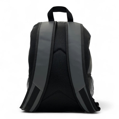 Back view of Bag Shack | Luggage, Bags, Handbags & Travel Accessories rubber-coated laptop backpack with mesh back.