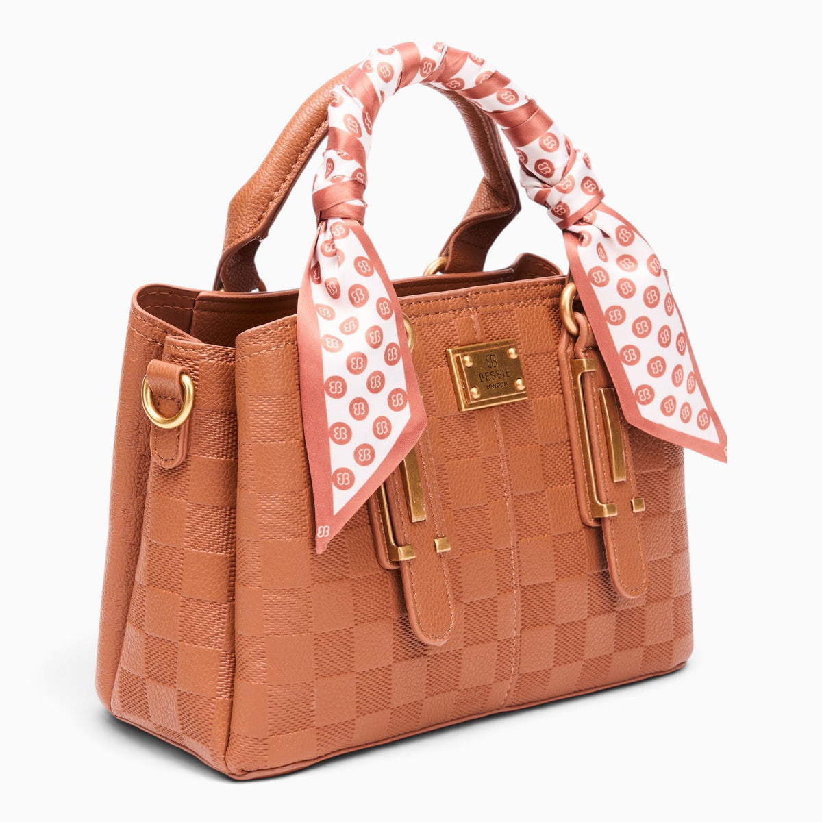 Bag Shack | Luggage, Bags, Handbags & Travel Accessories Bessie London tan checkered handbag with silk scarf handle