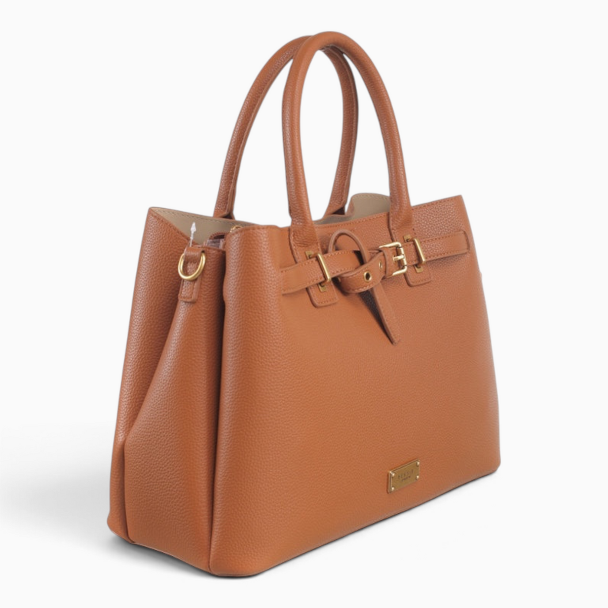 Bag Shack | Luggage, Bags, Handbags & Travel Accessories tan pebbled faux leather structured tote with gold hardware