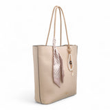 Bag Shack | Luggage, Bags, Handbags & Travel Accessories Bessie large taupe faux leather tote with scarf and charm