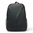 Bag Shack Outdoor Gear rubber-coated black laptop backpack with diagonal zip pocket and side mesh bottle holders.